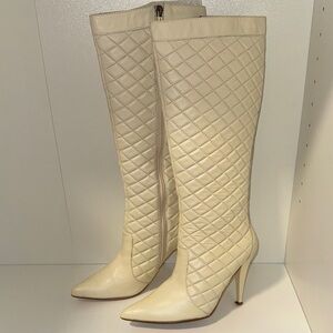 Colin Stuart Cream Quilted Heeled Boots